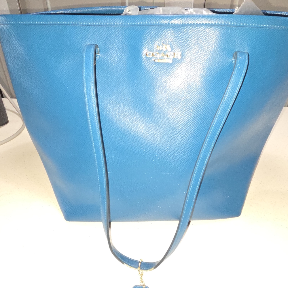 Coach Blue Leather Tote Bag